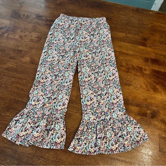 Matilda Jane Multicolor Floral Big Ruffle Pants maroon blue green size 6 - Picture 4 of 4